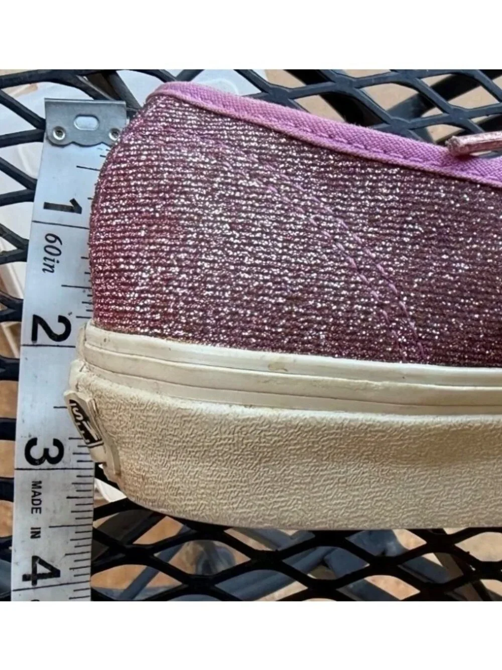 Vans Off The Wall Mauve Sparkle Glitter Low Top Skater Sneakers Women's Size 8